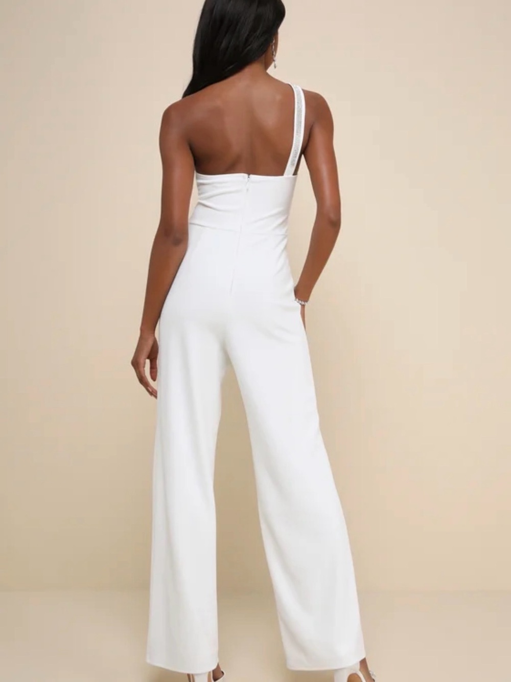 Lulu's White One-Shoulder Wide-Leg Jumpsuit - Picture 2 of 8